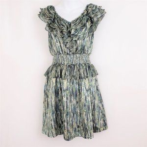 MM COUTURE Med MISS ME Green Ruffled V-Neck Dress